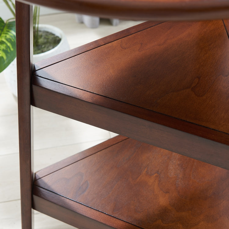 [US Warehouse] American Round Side Table with Ewo Shelves, Size: 26.3 x 22 x 22 inch