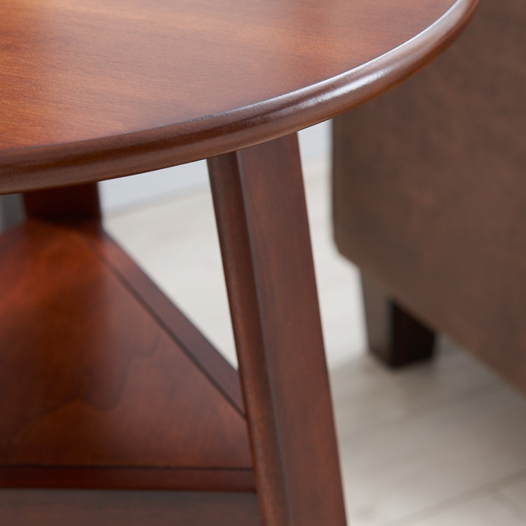 [US Warehouse] American Round Side Table with Ewo Shelves, Size: 26.3 x 22 x 22 inch