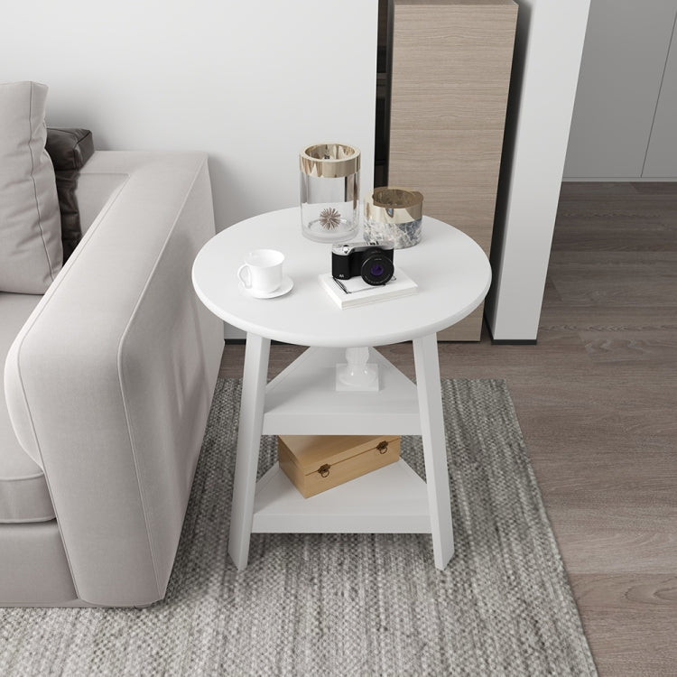 [US Warehouse] American Round Side Table with Ewo Shelves, Size: 26.3 x 22 x 22 inch