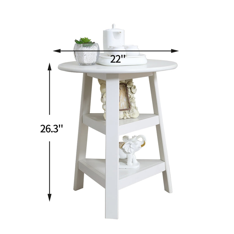 [US Warehouse] American Round Side Table with Ewo Shelves, Size: 26.3 x 22 x 22 inch