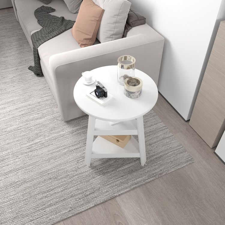 [US Warehouse] American Round Side Table with Ewo Shelves, Size: 26.3 x 22 x 22 inch