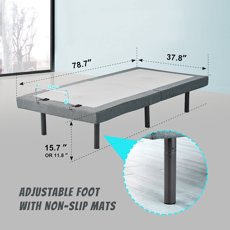 [US Warehouse] Electric Adjustable Bed with Wireless Remote Control and USB Port, Size: 78.7 x 37.8 x 11.8 inch