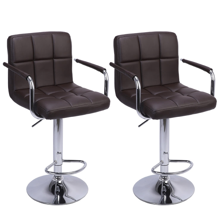 [US Warehouse] 2 PCS High Bar Chairs With 60-80cm Round Plate And 6 Compartments With Armrests(Coffee)