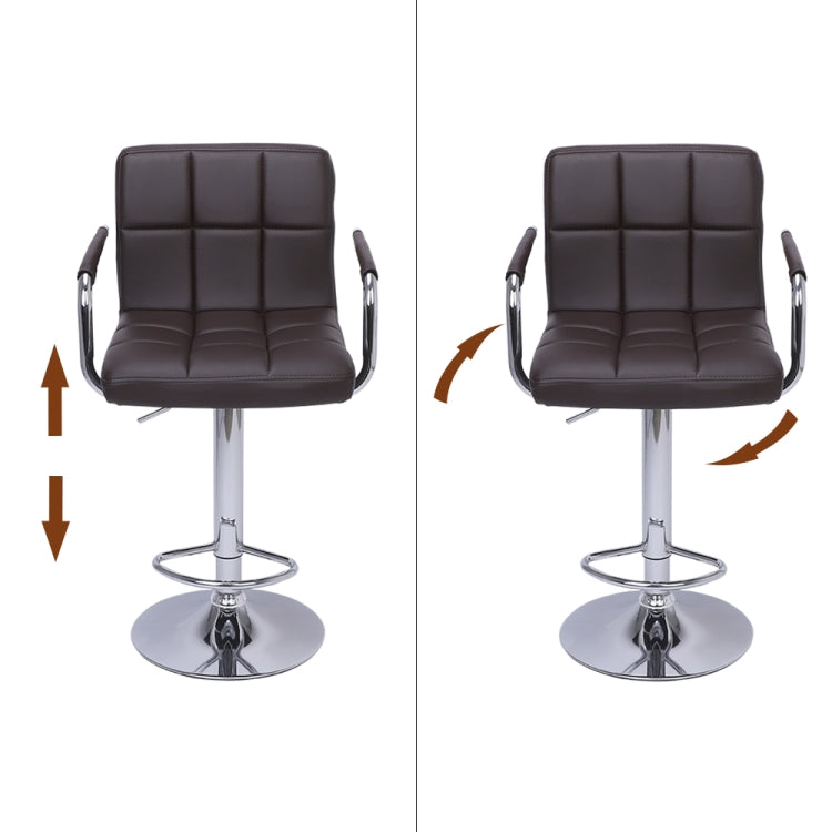 [US Warehouse] 2 PCS High Bar Chairs With 60-80cm Round Plate And 6 Compartments With Armrests(Coffee)