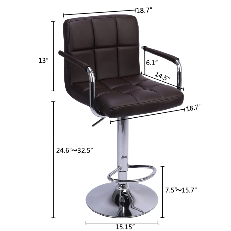 [US Warehouse] 2 PCS High Bar Chairs With 60-80cm Round Plate And 6 Compartments With Armrests(Coffee)
