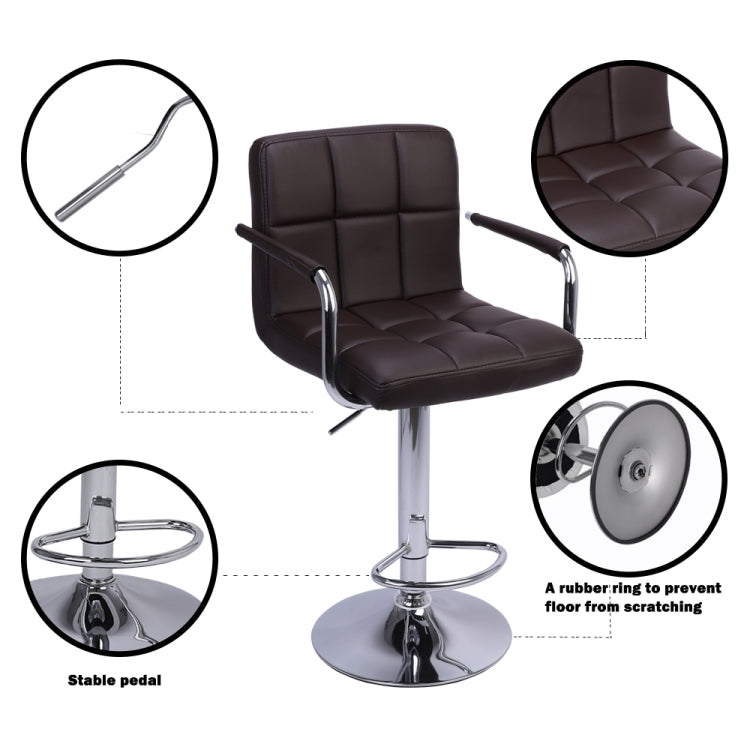 [US Warehouse] 2 PCS High Bar Chairs With 60-80cm Round Plate And 6 Compartments With Armrests(Coffee)
