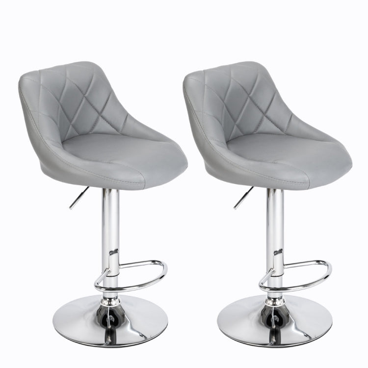 [UK Warehouse] 2 PCS Adjustable High Type with Disk No Armrest Rhombus Backrest Design Bar Stools(Grey)