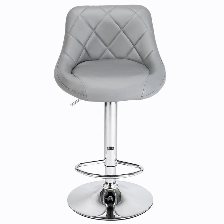 [UK Warehouse] 2 PCS Adjustable High Type with Disk No Armrest Rhombus Backrest Design Bar Stools(Grey)