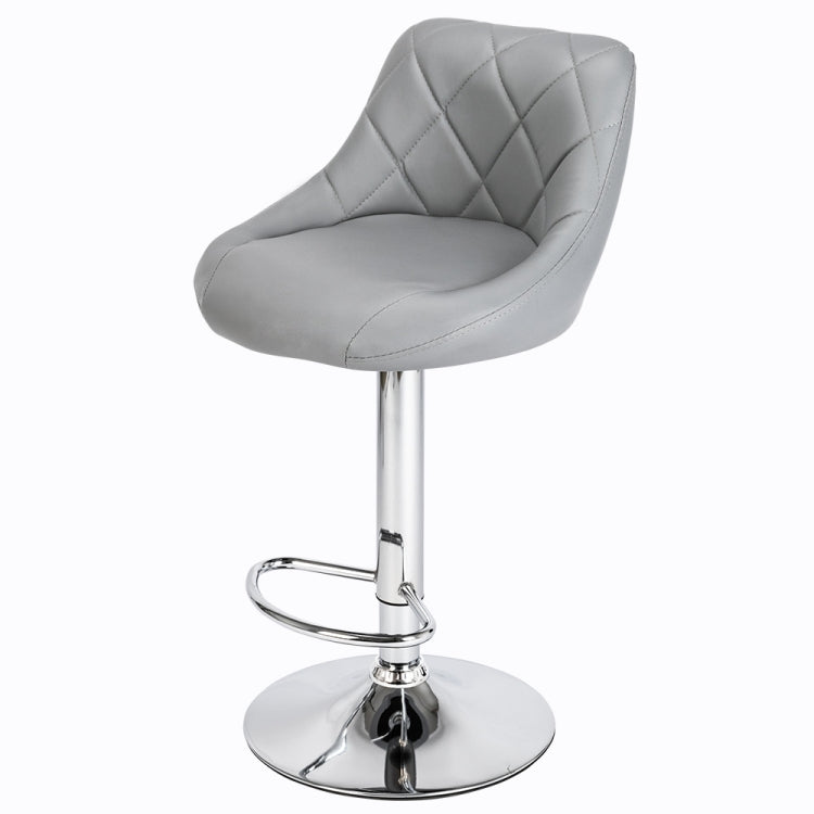 [UK Warehouse] 2 PCS Adjustable High Type with Disk No Armrest Rhombus Backrest Design Bar Stools(Grey)