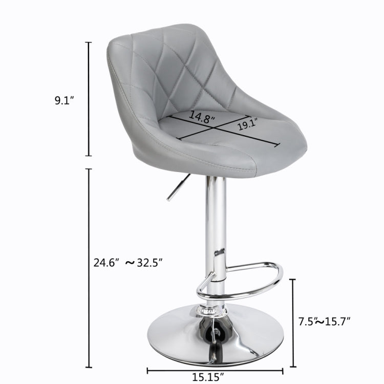[UK Warehouse] 2 PCS Adjustable High Type with Disk No Armrest Rhombus Backrest Design Bar Stools(Grey)