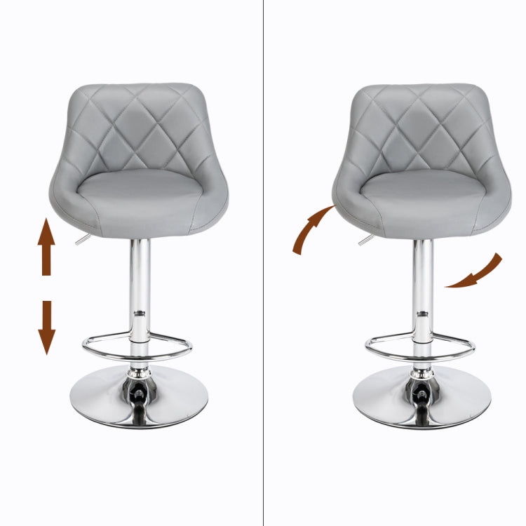 [UK Warehouse] 2 PCS Adjustable High Type with Disk No Armrest Rhombus Backrest Design Bar Stools(Grey)