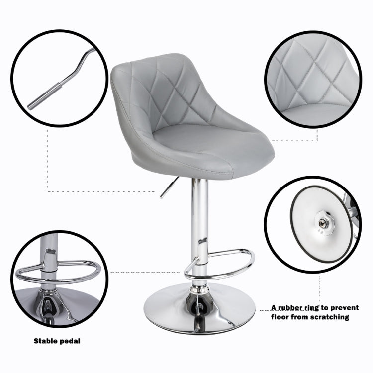 [UK Warehouse] 2 PCS Adjustable High Type with Disk No Armrest Rhombus Backrest Design Bar Stools(Grey)