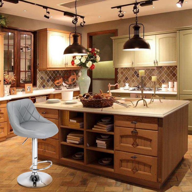 [UK Warehouse] 2 PCS Adjustable High Type with Disk No Armrest Rhombus Backrest Design Bar Stools(Grey)