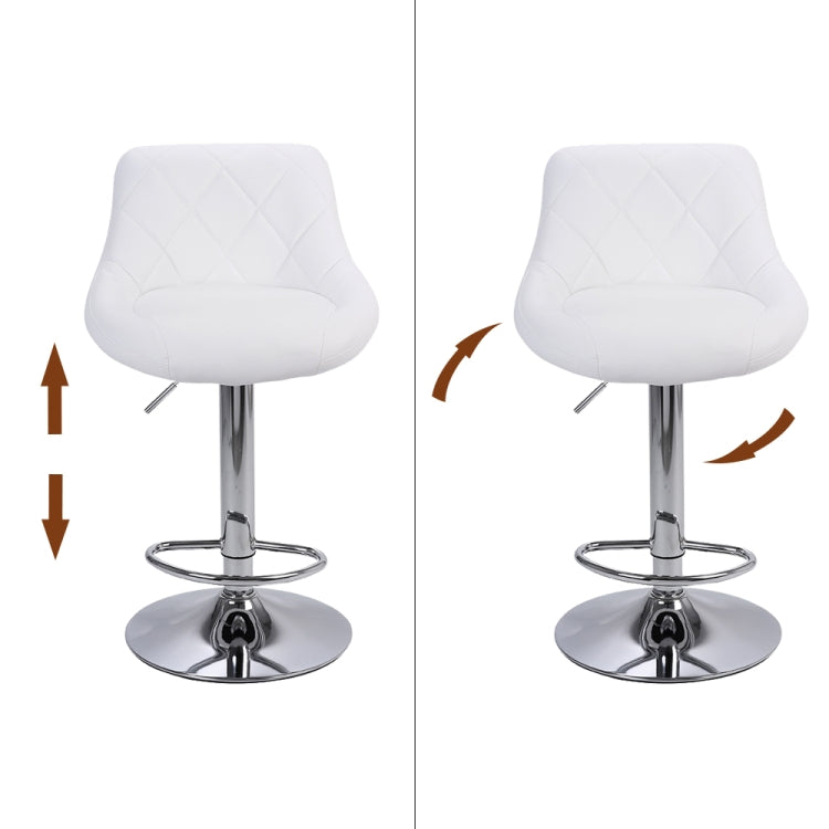 [US Warehouse] 2 PCS Adjustable High Type with Disk No Armrest Rhombus Backrest Design Bar Stools(White)