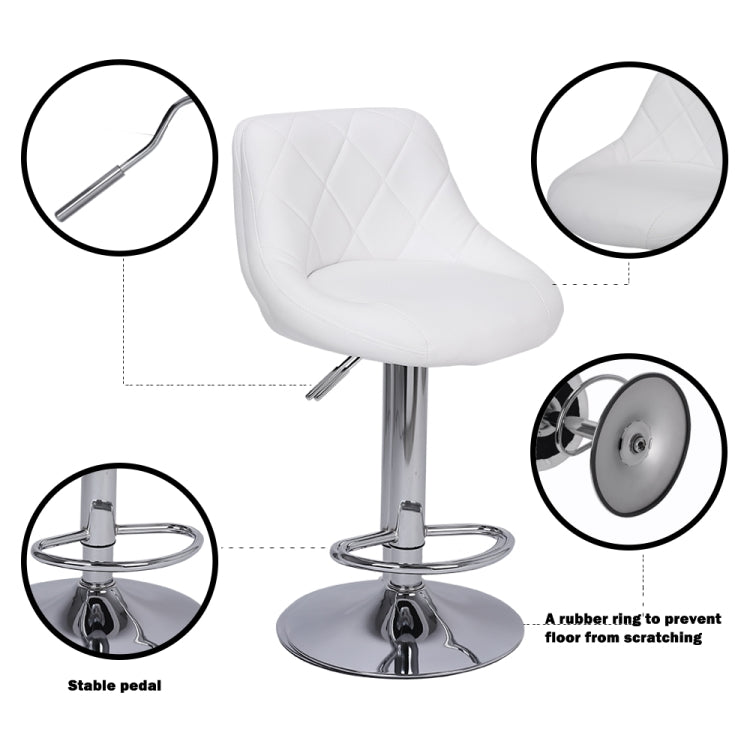 [US Warehouse] 2 PCS Adjustable High Type with Disk No Armrest Rhombus Backrest Design Bar Stools(White)