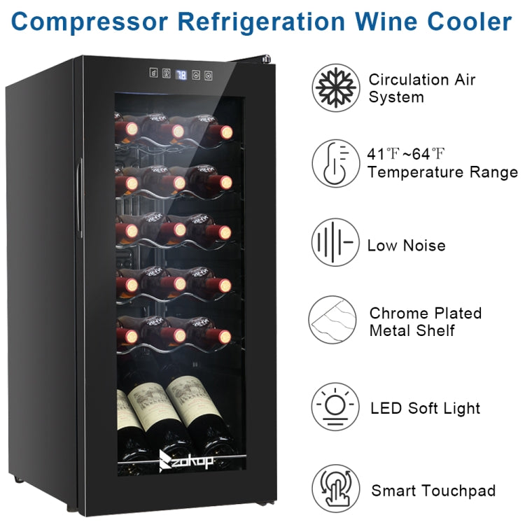 [US Warehouse] 115V 85W Transparent Glass Door Electronic Wine Cabinet with Display & Can Be Stored 18 Bottle