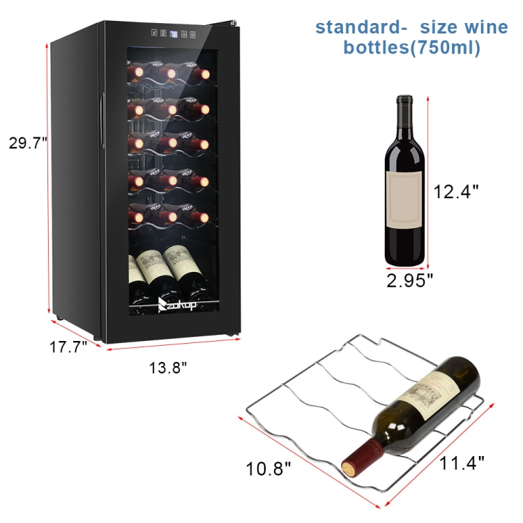 [US Warehouse] 115V 85W Transparent Glass Door Electronic Wine Cabinet with Display & Can Be Stored 18 Bottle