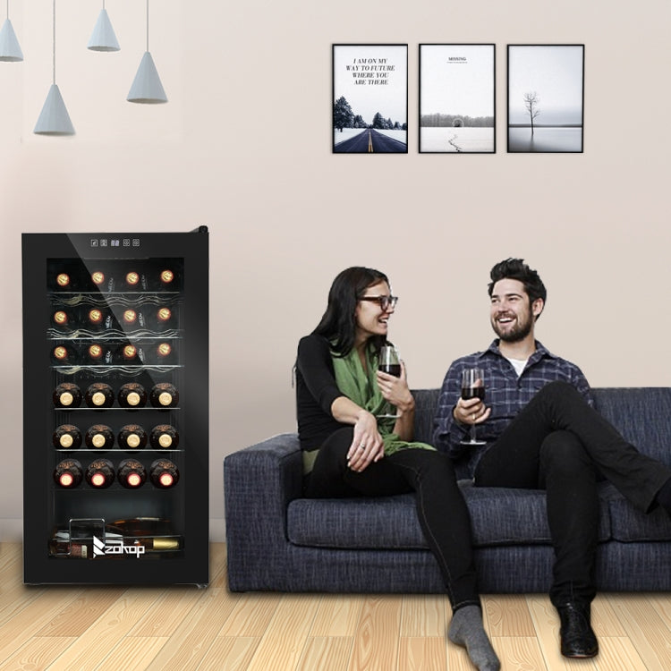 [US Warehouse] 115V 85W Transparent Glass Door Electronic Wine Cabinet with Display & Can Be Stored 28 Bottle