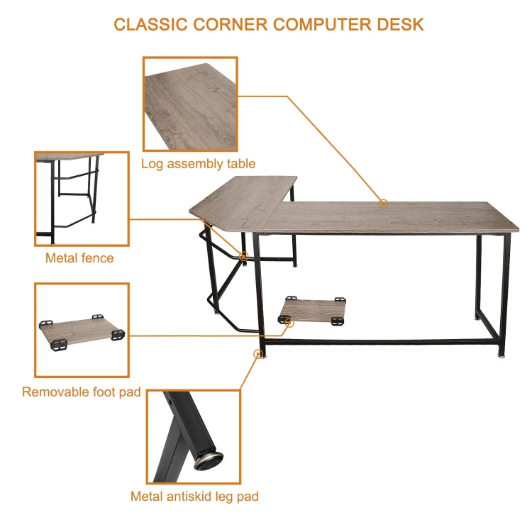[US Warehouse] L-Shaped Computer Office Wooden Table with Bookshelf