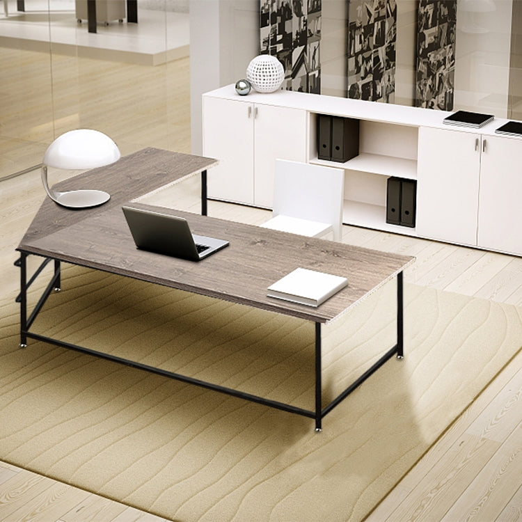 [US Warehouse] L-Shaped Computer Office Wooden Table with Bookshelf