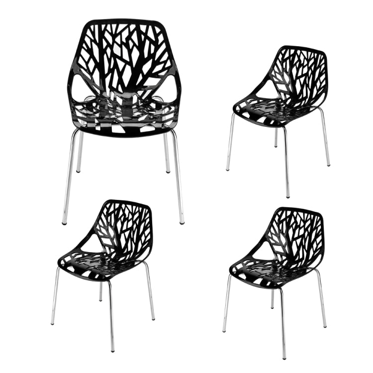 [US Warehouse] 4 PCS of Birds Nest Style Branch Pattern Backrest Lounge Chair, Size: 54 x 54 x 82cm(Black)