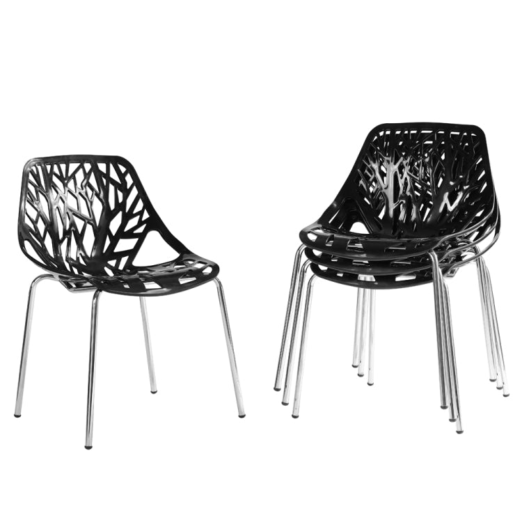 [US Warehouse] 4 PCS of Birds Nest Style Branch Pattern Backrest Lounge Chair, Size: 54 x 54 x 82cm(Black)