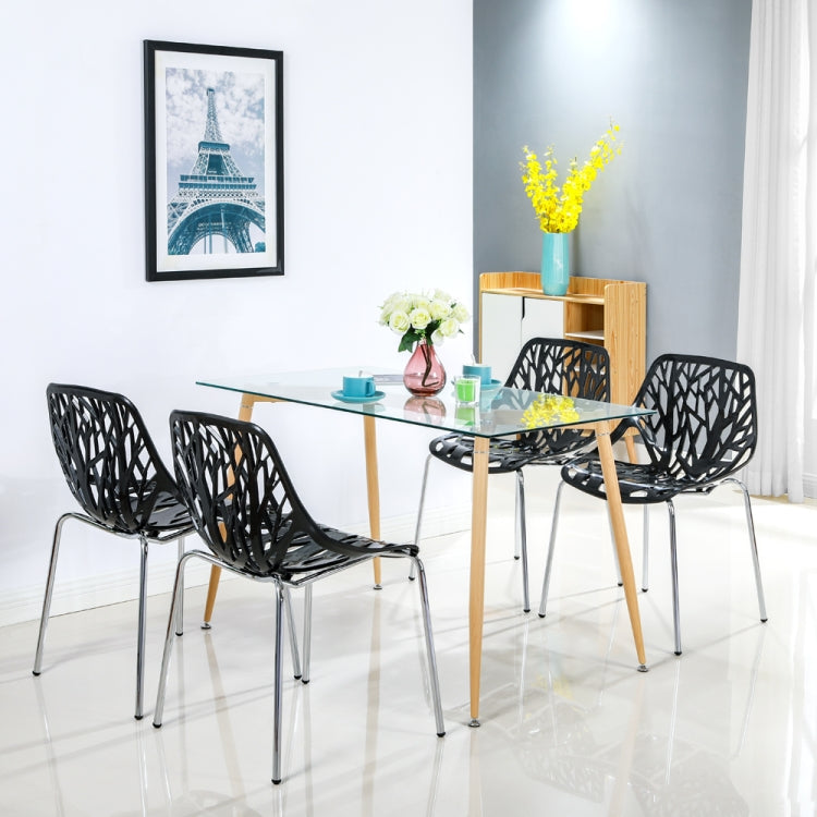 [US Warehouse] 4 PCS of Birds Nest Style Branch Pattern Backrest Lounge Chair, Size: 54 x 54 x 82cm(Black)