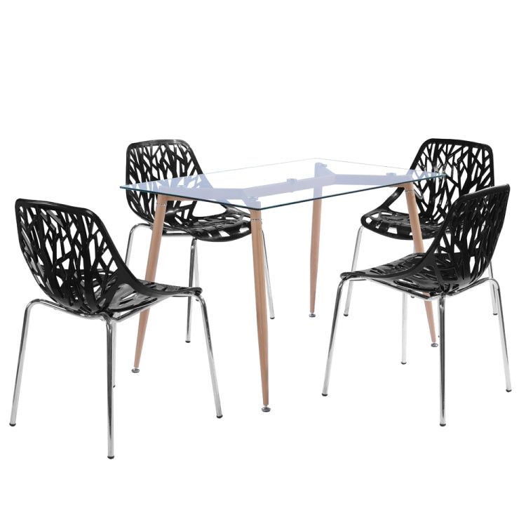 [US Warehouse] 4 PCS of Birds Nest Style Branch Pattern Backrest Lounge Chair, Size: 54 x 54 x 82cm(Black)