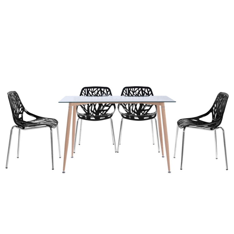 [US Warehouse] 4 PCS of Birds Nest Style Branch Pattern Backrest Lounge Chair, Size: 54 x 54 x 82cm(Black)