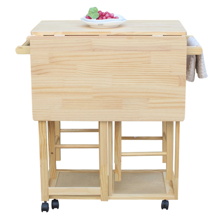 [US Warehouse] Foldable Square Solid Wood Dining Car With 2 Square Stools(Wood)