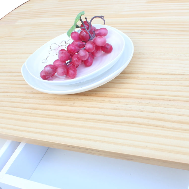 [US Warehouse] Foldable Semi-circular Solid Wood Dining Car with 2 Round Stools, Size: 81.5 x 39.5 x 83cm(White)