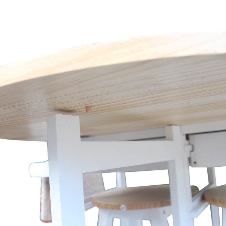 [US Warehouse] Foldable Semi-circular Solid Wood Dining Car with 2 Round Stools, Size: 81.5 x 39.5 x 83cm(White)