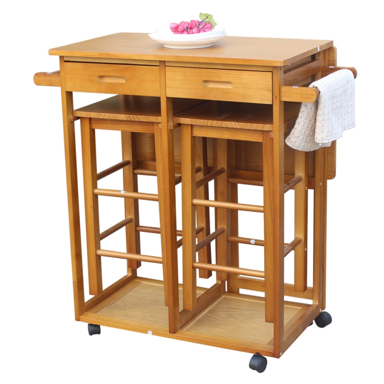 [US Warehouse] Foldable Square Solid Wood Dining Car with 2 Square Stools, Size: 81.5 x 39.5 x 83cm(Brown)