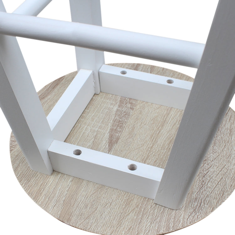 [US Warehouse] Foldable Semicircular Wooden Handle Dining Cart with 2 Round Stools, Size: 81.5 x 39.5 x 83cm(White)