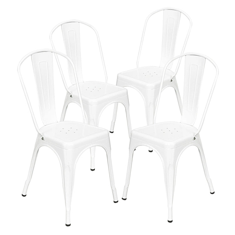 [US Warehouse] 4 PCS High-back Retro Industrial Style Iron Leather Chair