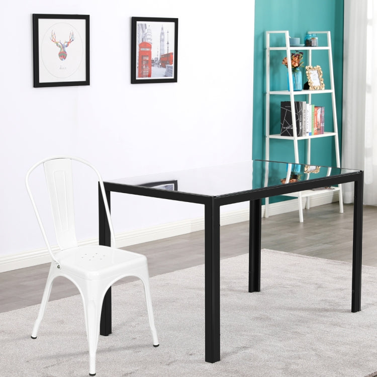 [US Warehouse] 4 PCS High-back Retro Industrial Style Iron Leather Chair