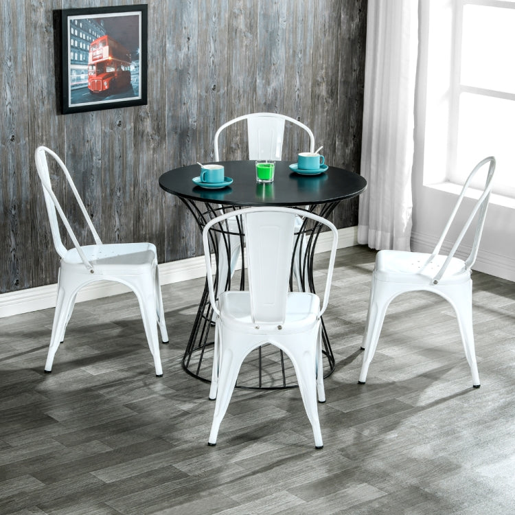 [US Warehouse] 4 PCS High-back Retro Industrial Style Iron Leather Chair