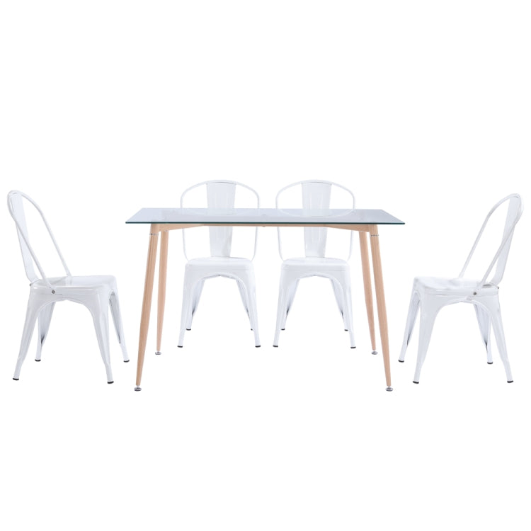 [US Warehouse] 4 PCS High-back Retro Industrial Style Iron Leather Chair