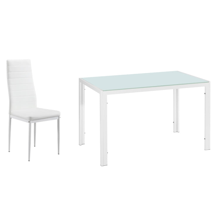 [US Warehouse] Simple Glass Table Top + 4 PCS High-back Horizontal Dining Chairs , Size: 120 x 70 x 75cm