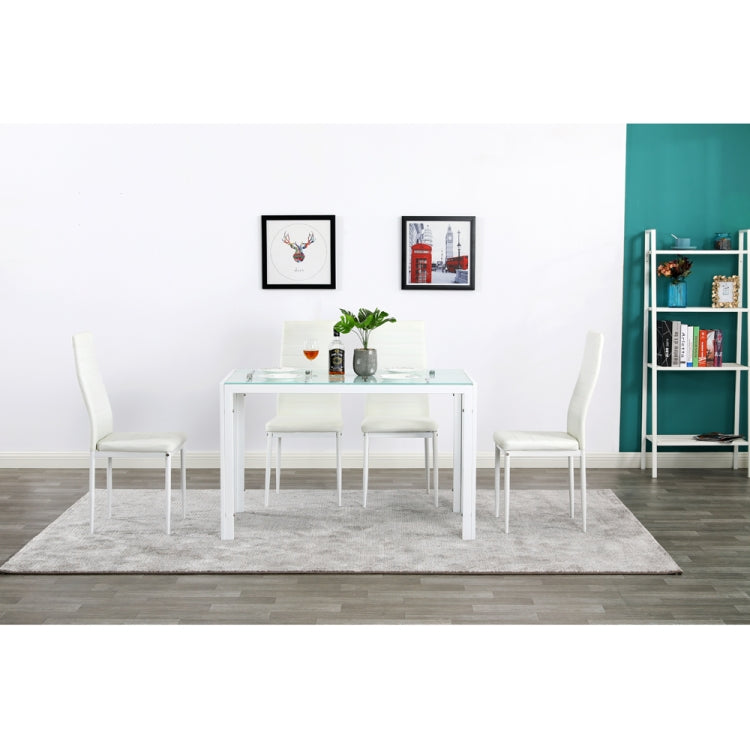 [US Warehouse] Simple Glass Table Top + 4 PCS High-back Horizontal Dining Chairs , Size: 120 x 70 x 75cm