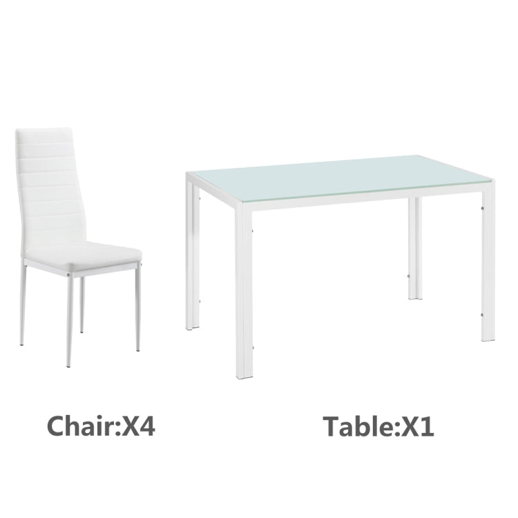 [US Warehouse] Simple Glass Table Top + 4 PCS High-back Horizontal Dining Chairs , Size: 120 x 70 x 75cm