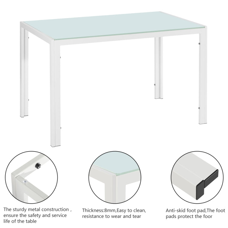 [US Warehouse] Simple Glass Table Top + 4 PCS High-back Horizontal Dining Chairs , Size: 120 x 70 x 75cm