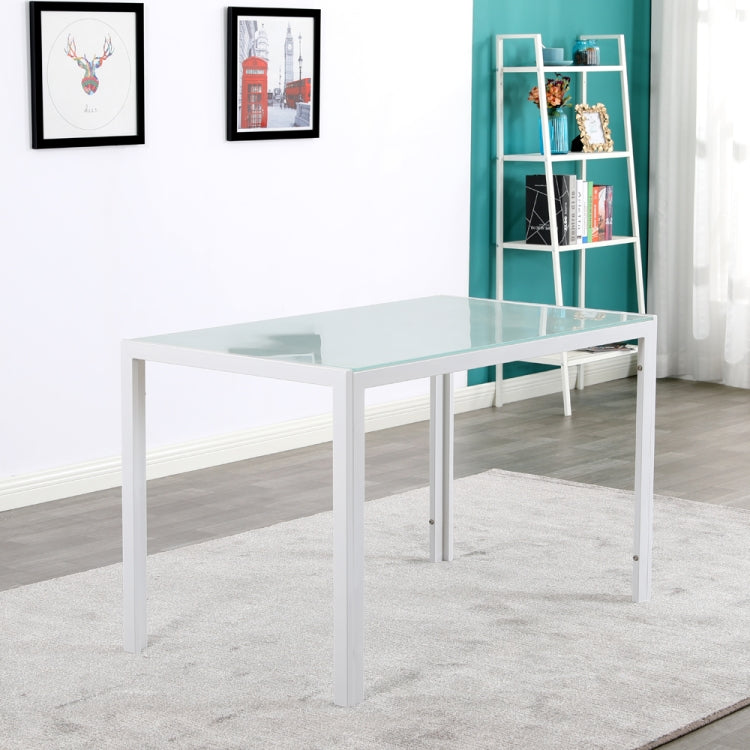 [US Warehouse] Simple Glass Table Top + 4 PCS High-back Horizontal Dining Chairs , Size: 120 x 70 x 75cm