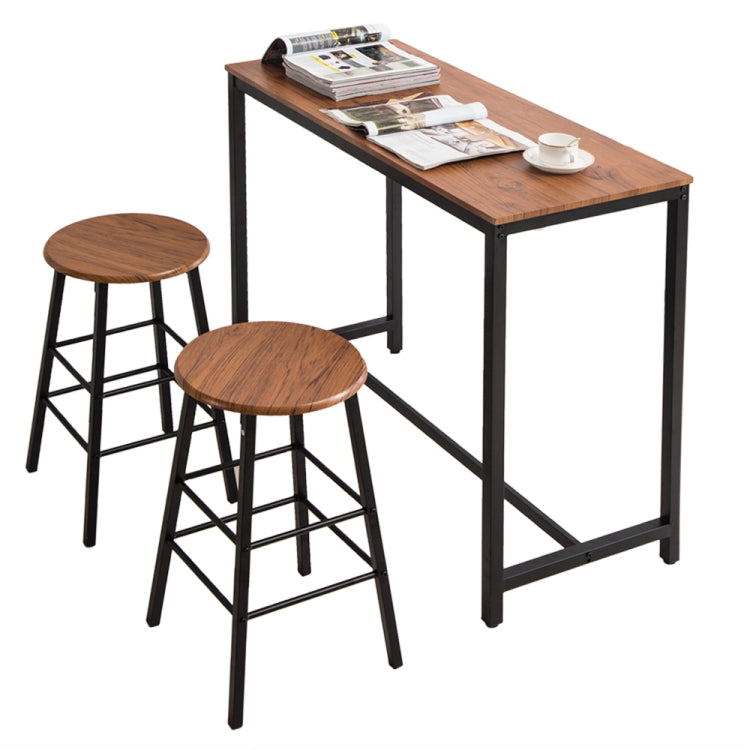 [US Warehouse] One Table And Two Stools PVC Wood Grain Simple Bar Table + Round Bar Stool, Table Size: 107x47x92cm(Light Brown)