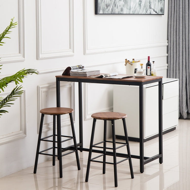 [US Warehouse] One Table And Two Stools PVC Wood Grain Simple Bar Table + Round Bar Stool, Table Size: 107x47x92cm(Light Brown)