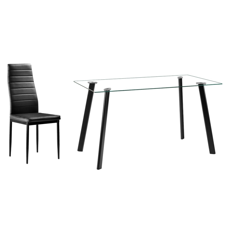 [US Warehouse] DA130 Simple Metal Tempered Glass Dining Table And Chair Set(Black)