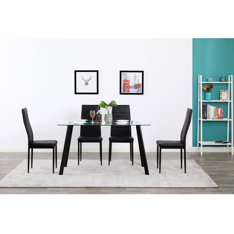 [US Warehouse] DA130 Simple Metal Tempered Glass Dining Table And Chair Set(Black)