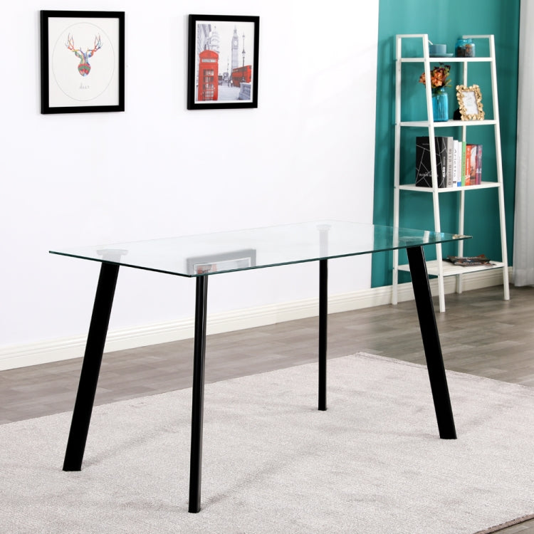 [US Warehouse] DA130 Simple Metal Tempered Glass Dining Table And Chair Set(Black)