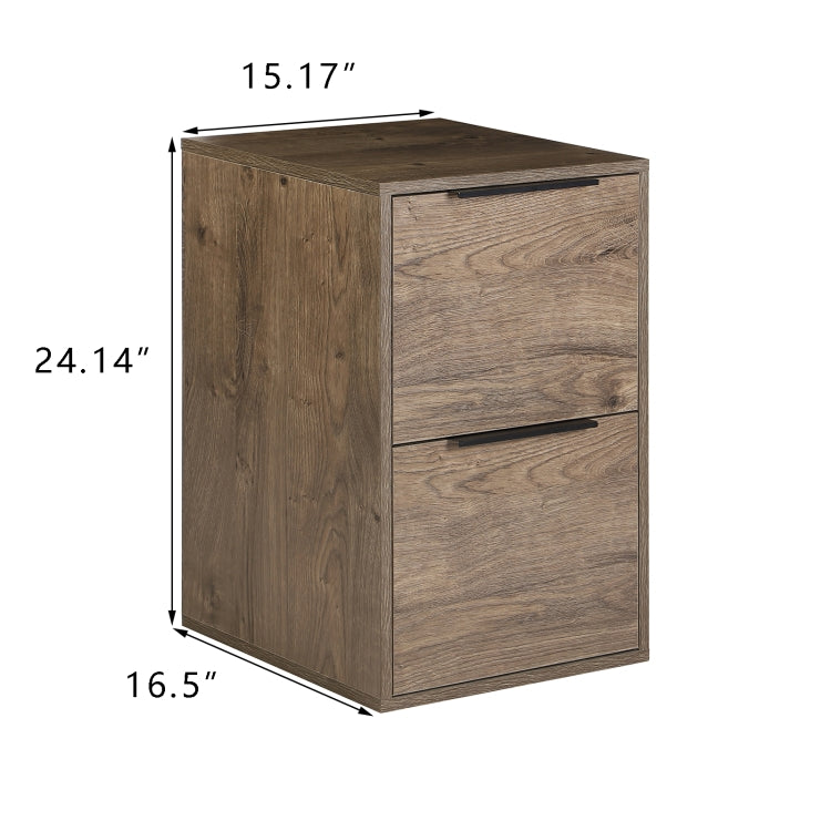 [US Warehouse] Wooden Office Filing Cabinet with 2 Drawers, Size: 15.17x16.50x24.14 inch