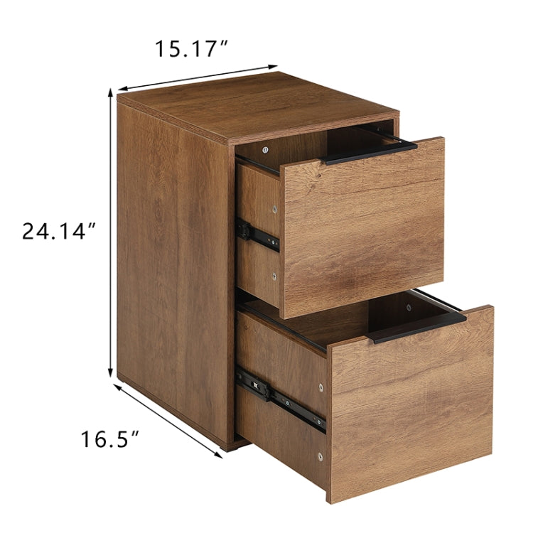 [US Warehouse] Wooden Office Filing Cabinet with 2 Drawers, Size: 15.17x16.5x24.14 inch